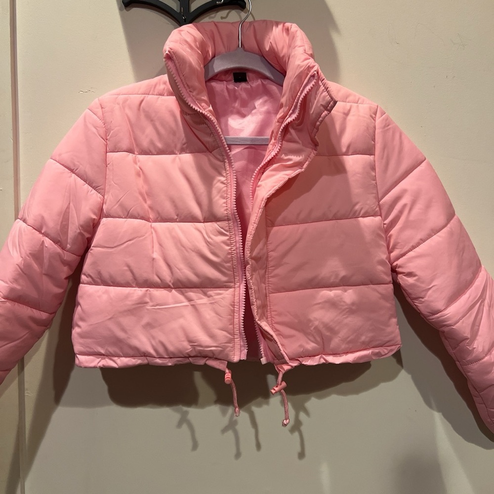 Pink puffer jacket
